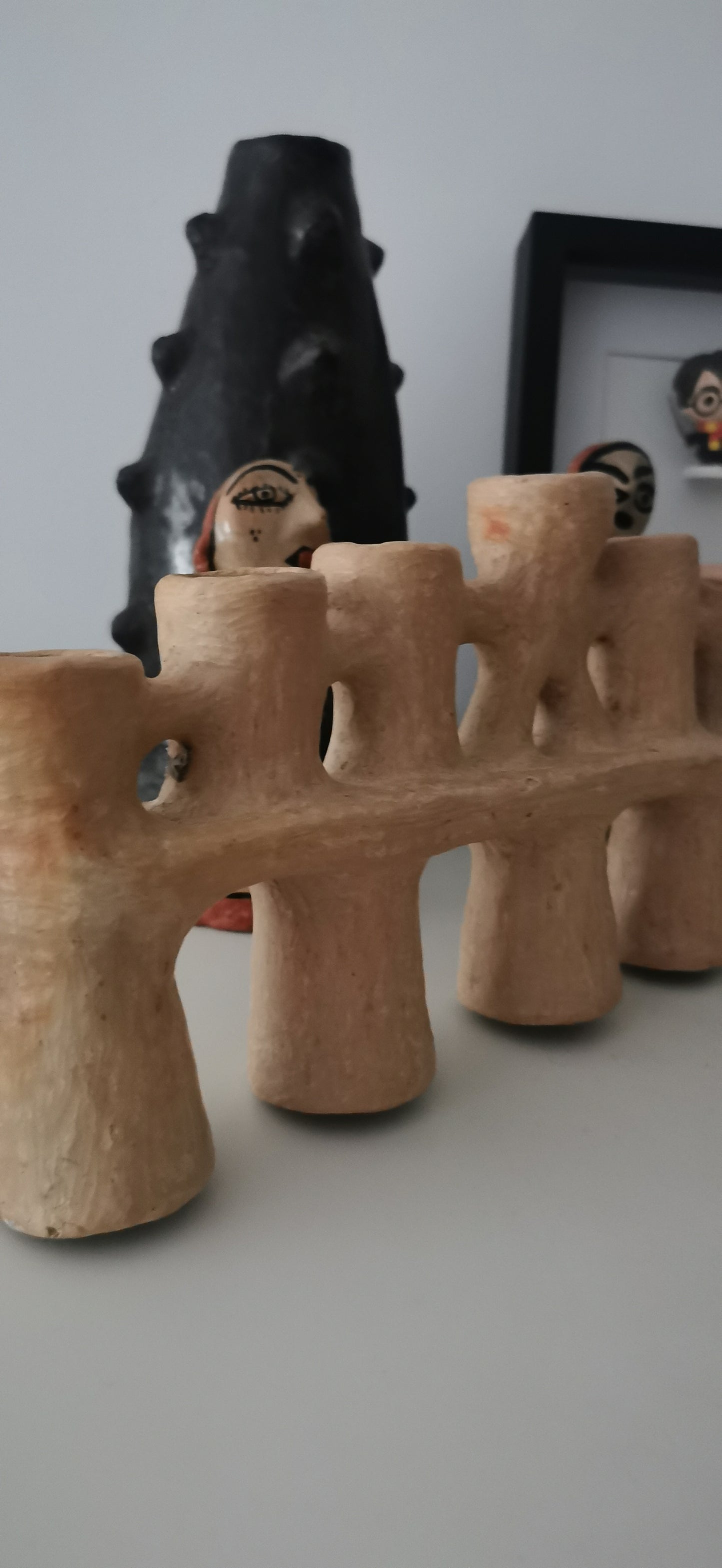 CHANDELIER 7 TROUS "MENORAH" BEIGE