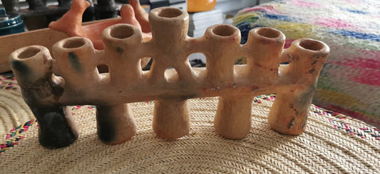 CHANDELIER 7 TROUS "MENORAH" BEIGE