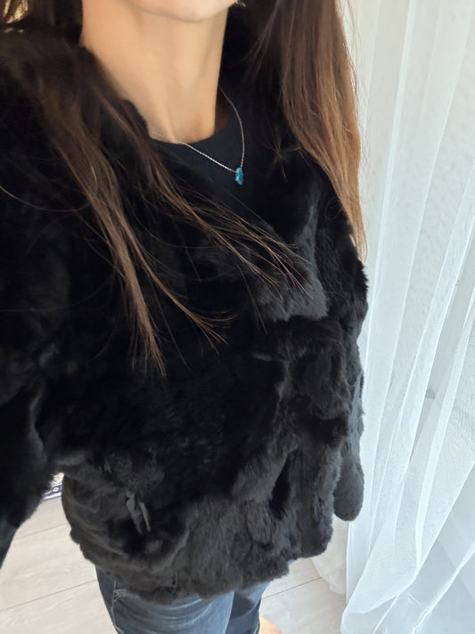 Manteau court fausse fourrure