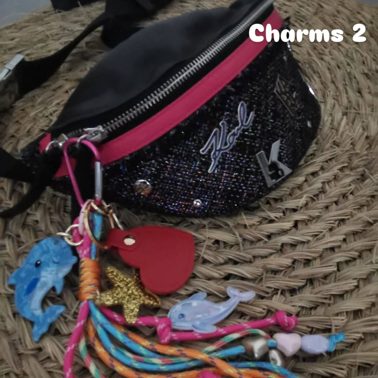Bag charms dauphins et coeur