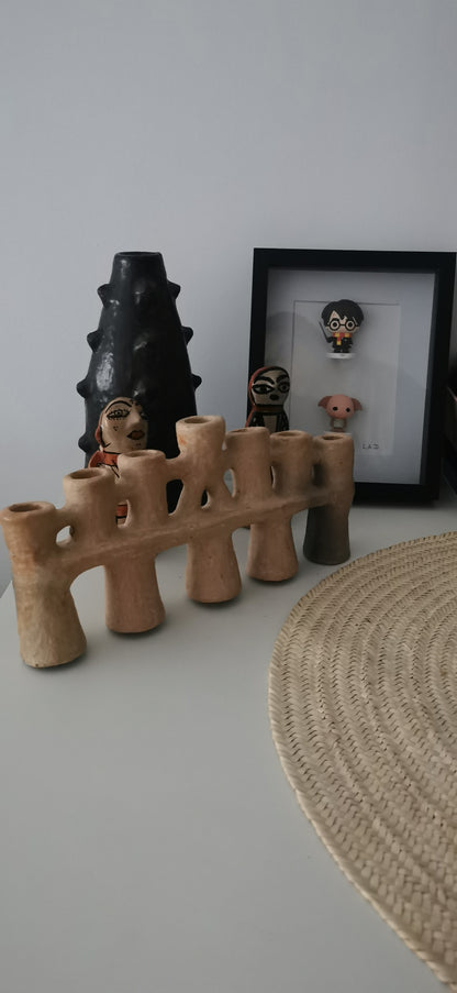 CHANDELIER 7 TROUS "MENORAH" BEIGE