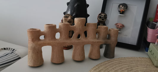 CHANDELIER 7 TROUS "MENORAH" BEIGE