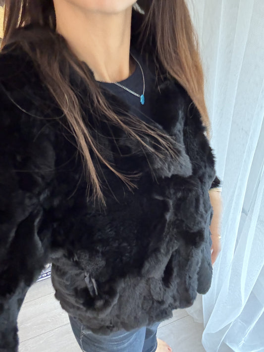 Manteau court fausse fourrure