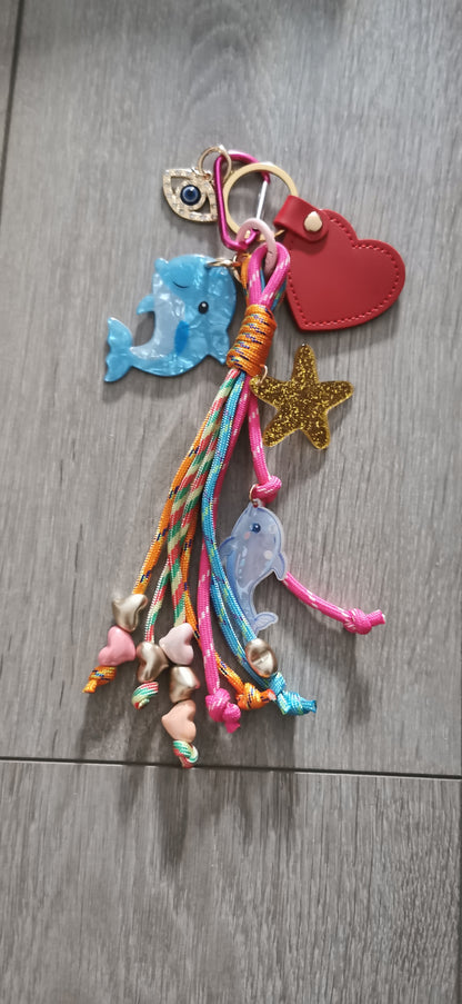 Bag charms dauphins et coeur